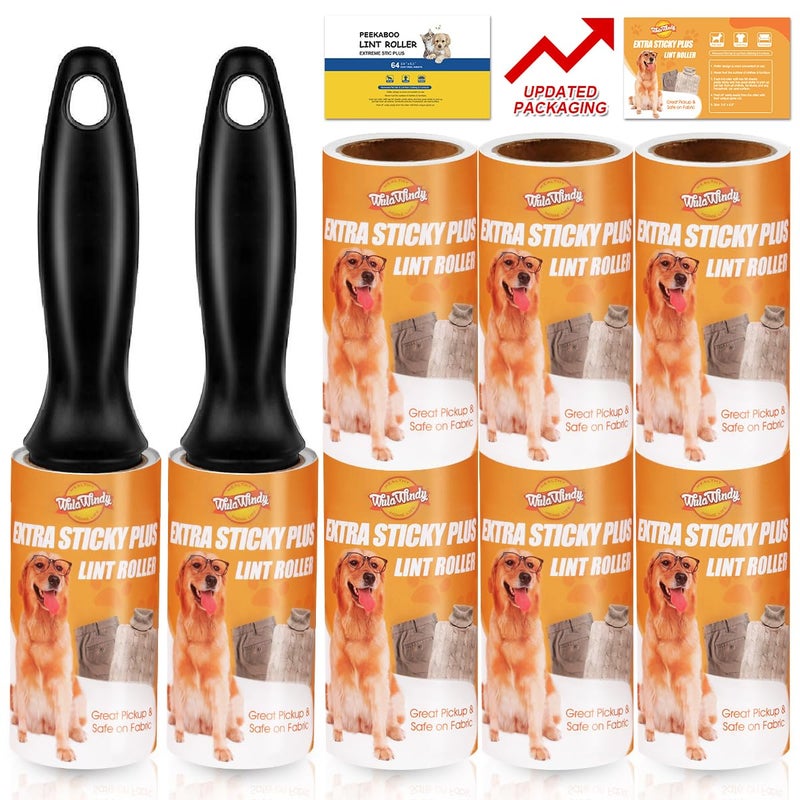 WulaWindy Lint Roller Pet Hair Remover - Extra Sticky Lint Remover Rollers for Clothes Sofa Carpet Pet Hair Dirt Removal - 8 Pack Refills - Image 2